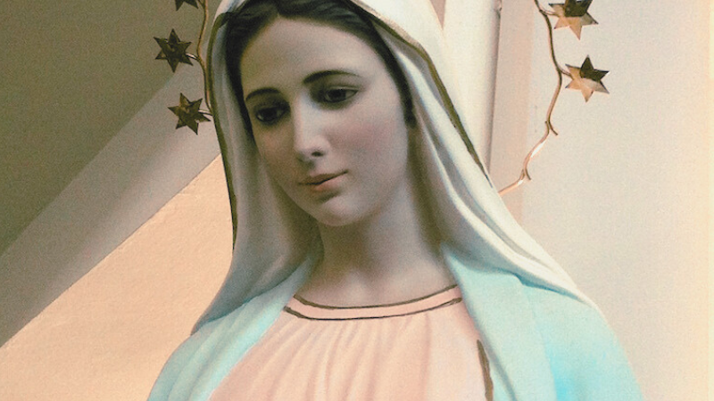 Volto della statua della Madonna di Tihalina, diventata l'immagine simbolo della Madonna di Medjugorje nel mondo